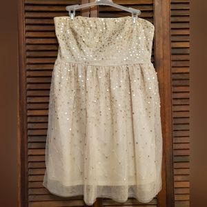 Forever 21 XXI Sequin Party Strapless Cocktail Tube Dress Women Large Cream